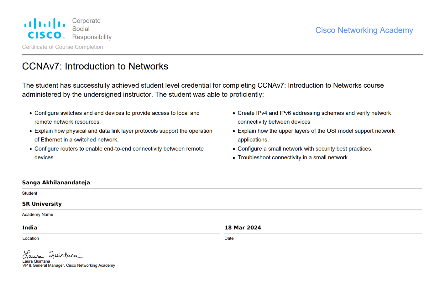 CCNAv7 Introduction to Networks